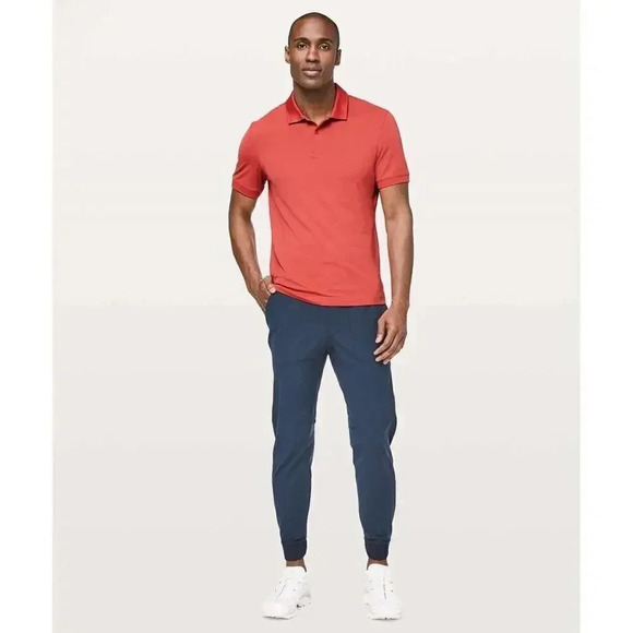 Lululemon Tech Pique Vermillion Salmon Performance Golf Polo Shirt~ Small - Picture 3 of 12